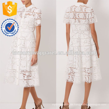 New Fashion Off White Floral Gitter gezeichnet Kleid Herstellung Großhandel Mode Frauen Bekleidung (TA5284D)